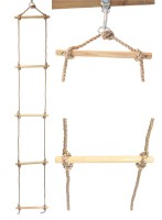 Strickleiter mit Holzsprossen 1-Punkt Aufhängung