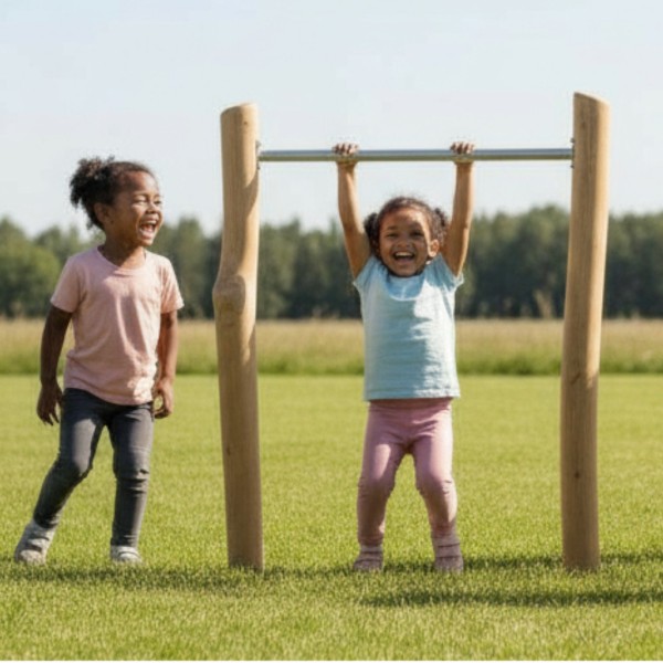 Einfachreck aus Robinie mit Edelstahl-Turnstangen