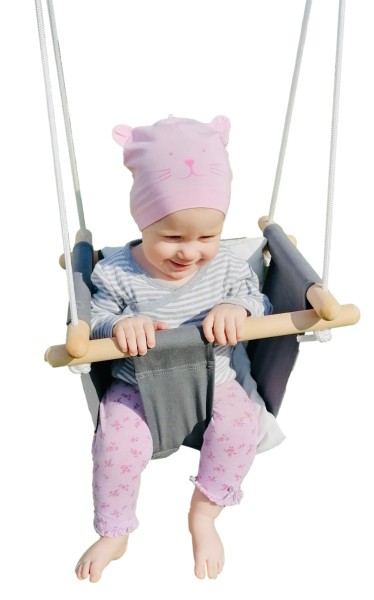 Babyschaukel mit Sitzkissen grau Kleinkinderschaukel