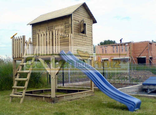 Stelzenhaus Junior mit Sandkasten Podesthöhe 1,50m inkl. Wellenrutschbahn