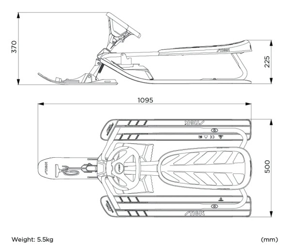 STIGA Snow Racer Iconic Graphite/ Grün Lenkschlitten