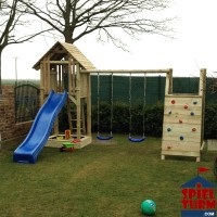 HOQ Premium Spielturm T122 All Inclusive Rutsche Farbe nach Wunsch