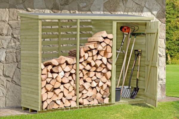 Kaminholzregal WARO mit Geräteschrank